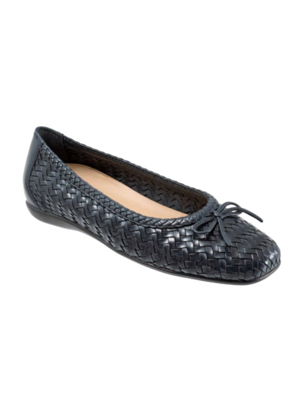 Size 12 Trotters Gillian Navy Leather Basket-Weave Ballet Flats (ABBA)